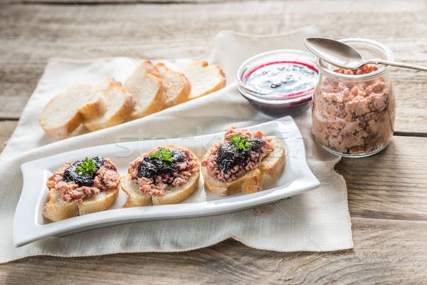 Sandwiches with pate and berry jam Stock photo © Alex9500