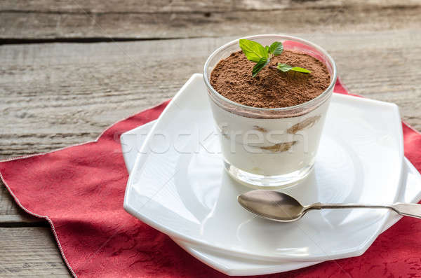 Tiramisu in the glass on the wooden background Stock photo © Alex9500