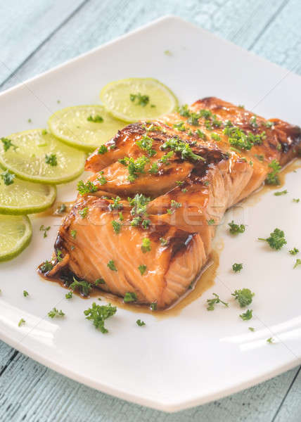 Honey lime salmon on the plate Stock photo © Alex9500