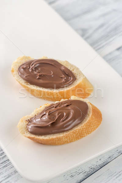 [[stock_photo]]: Tranches · baguette · chocolat · crème · alimentaire · pain