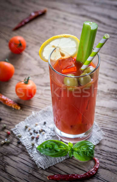 Stock foto: Bloody · Cocktail · Holz · Hintergrund · grünen · bar
