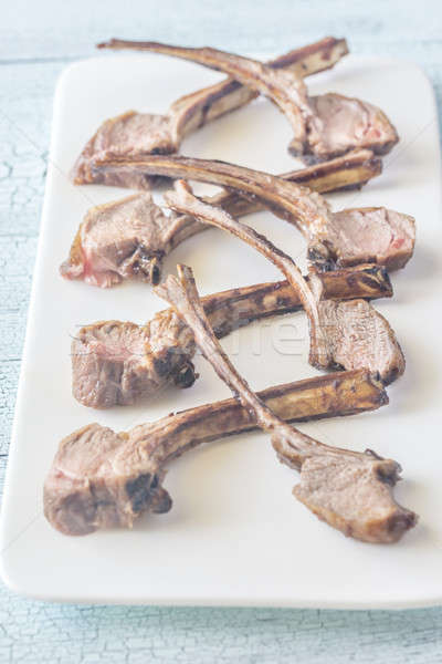 Stock fotó: Grillezett · bárány · borda · tányér · konyha · étterem