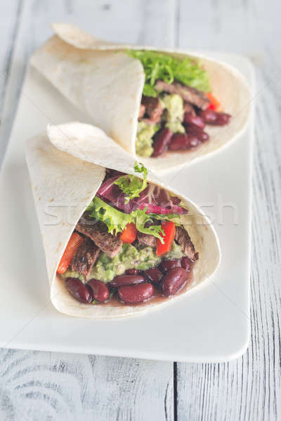 Burritos with meat and guacamole Stock photo © Alex9500