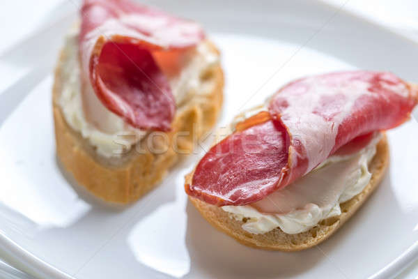 Sandwiches with cream cheese and ham Stock photo © Alex9500