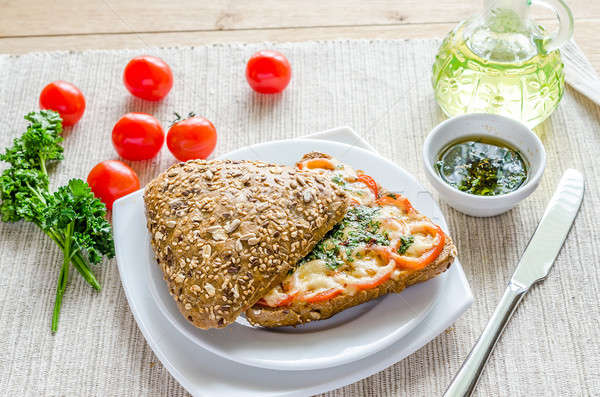 Stock photo: Sandwich with melted cheese and tomatoes