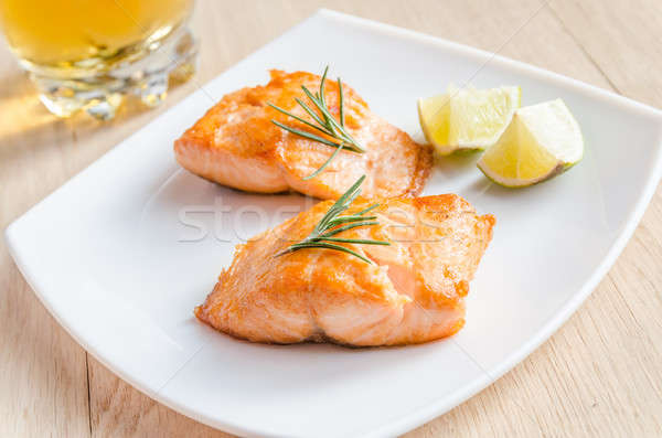 Roasted salmon steak Stock photo © Alex9500