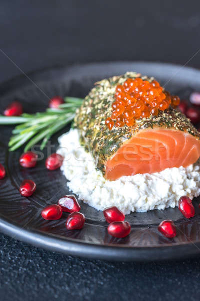 Salmão de molho vermelho caviar comida Foto stock © Alex9500