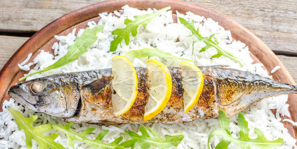 Grillowany makrela basmati ryżu świeże żywności Zdjęcia stock © Alex9500