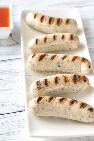 Grilled sausages with sweet chili sauce Stock photo © Alex9500