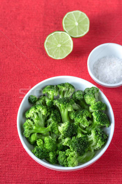 Bowl of cooked broccoli with seasonings Stock photo © Alex9500