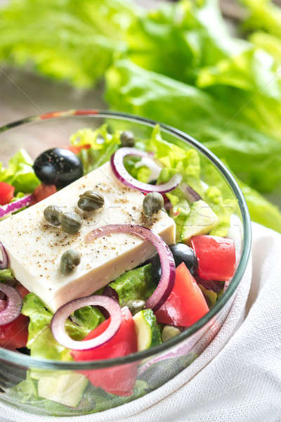 Bowl of Greek salad Stock photo © Alex9500