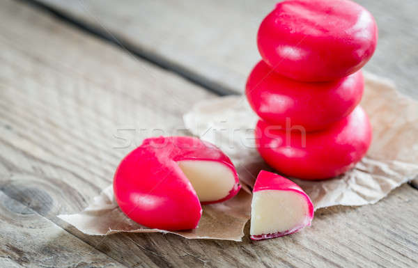 Stack of mini cheese on the wooden table Stock photo © Alex9500