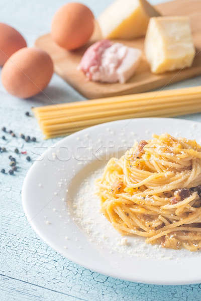 Portion of Carbonara with ingredients Stock photo © Alex9500