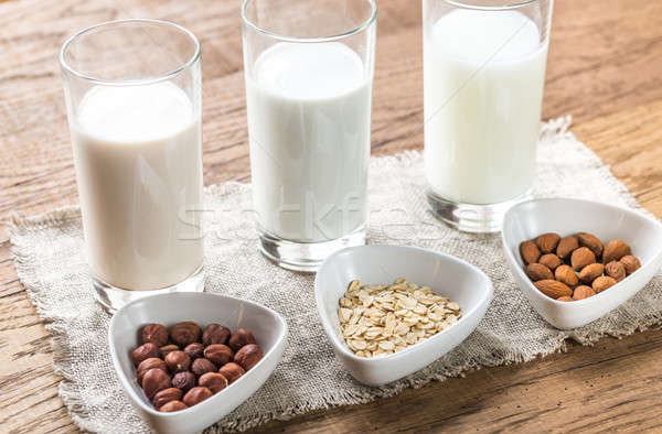 Stock photo: Different types of non-dairy milk