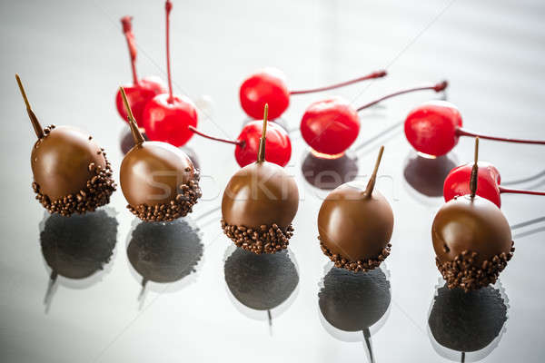 Chocolate and cocktail cherries Stock photo © Alex9500