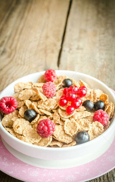 Wholegrain granola with milk and fresh berries Stock photo © Alex9500