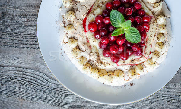 Pavlova meringue with cherries Stock photo © Alex9500