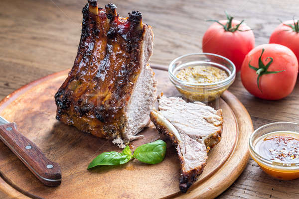 Grillezett disznóhús borda barbecue szósz konyha étterem Stock fotó © Alex9500