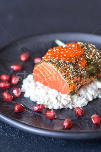 Salmão de molho vermelho caviar comida Foto stock © Alex9500