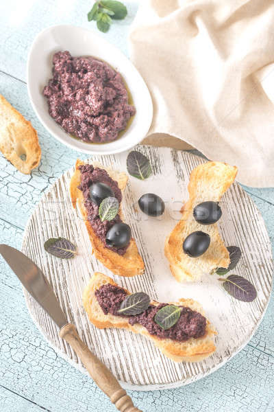 Stock photo: Toasts with black olive pate