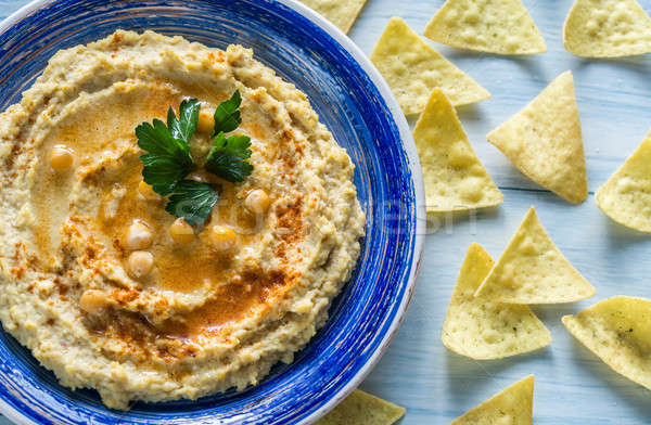 Hummus with tortilla chips Stock photo © Alex9500