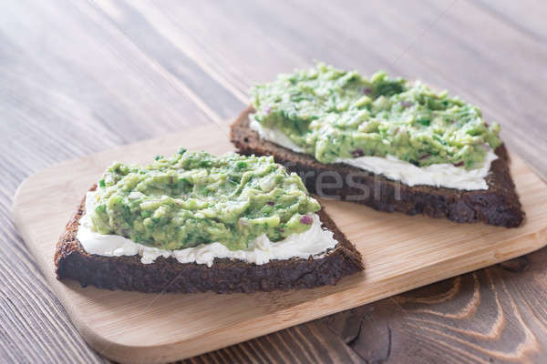 Stock photo: Toasts with cream cheese and guacamole