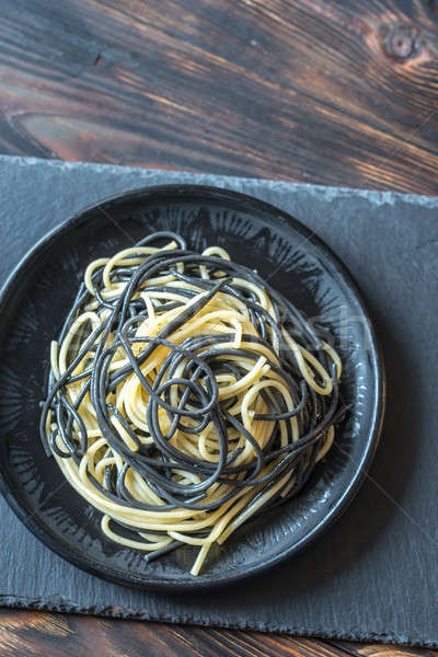 Stock photo: Mix of white and black pasta