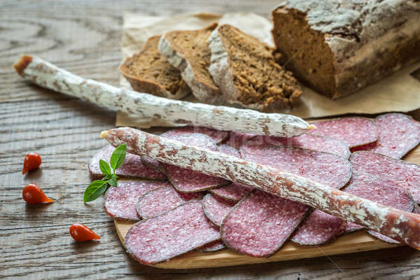 Salami with bread Stock photo © Alex9500