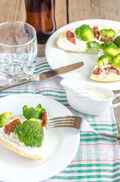 Quiche with broccoli and sun dried tomatoes Stock photo © Alex9500