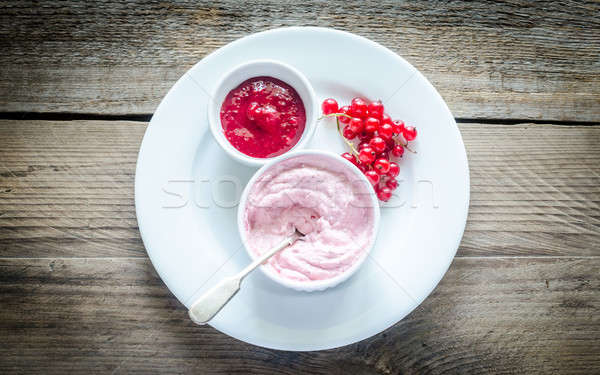 Stock photo: Cottage cheese with sweet sauce and fresh berries