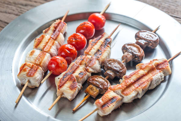 Grilled chicken and vegetables skewers Stock photo © Alex9500