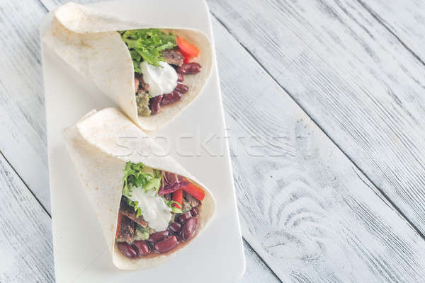 Burritos with meat and guacamole Stock photo © Alex9500