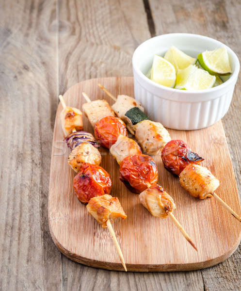 Grilled chicken skewers with zucchini and cherry tomatoes Stock photo © Alex9500