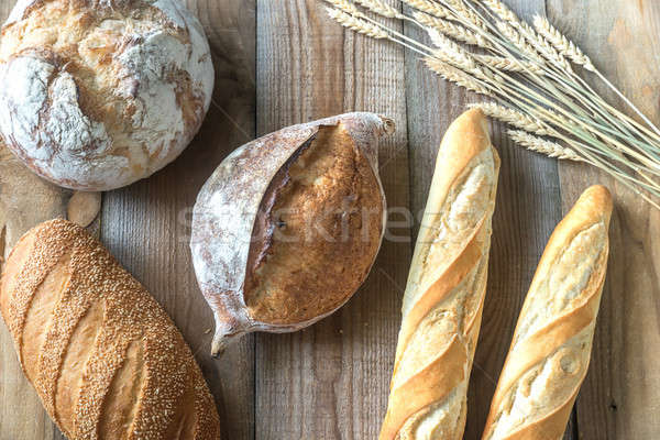 Stockfoto: Verschillend · brood · houten · tabel · tarwe · ontbijt