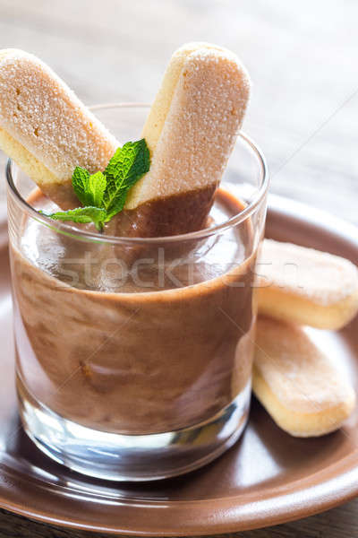 çikolatalı mus cam gıda kahve peynir kafe Stok fotoğraf © Alex9500