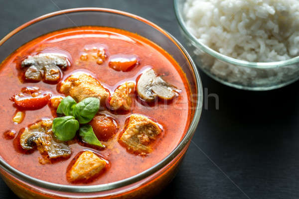 Thai red chicken curry with white rice Stock photo © Alex9500