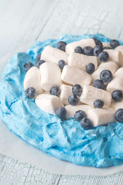Meringue with marshmallows and fresh blueberries Stock photo © Alex9500