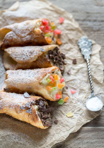 Cannoli stuffed with cream cheese Stock photo © Alex9500