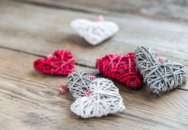 Handmade retro hearts on the wooden background Stock photo © Alex9500