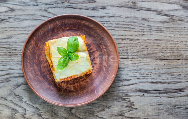 Porción clásico lasaña alimentos hoja vidrio Foto stock © Alex9500