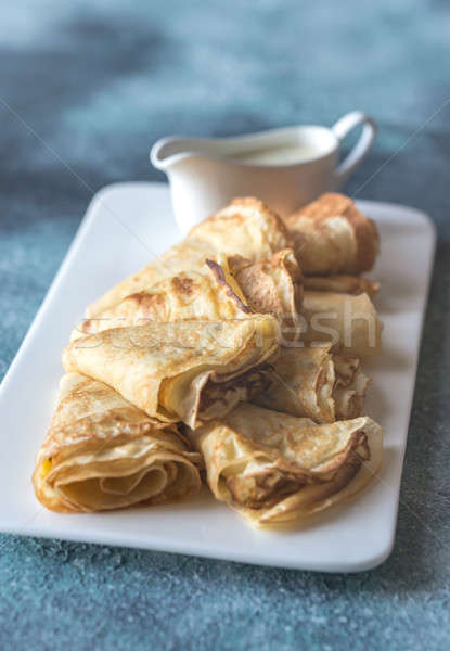 Stock photo: Crepes with blue cheese sauce