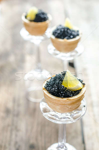 Stock photo: Sandwiches with black caviar