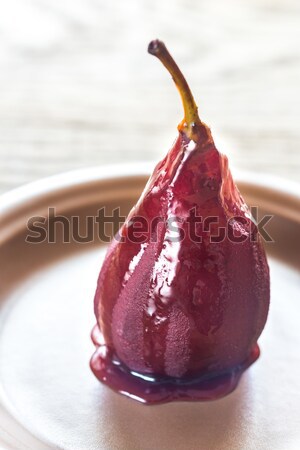 Merlot-poached pear on the plate Stock photo © Alex9500