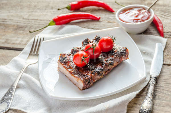 Grillezett disznóhús borda barbecue szósz konyha piros Stock fotó © Alex9500