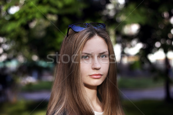 Sevimli kız park portre genç güzel Stok fotoğraf © alexaldo