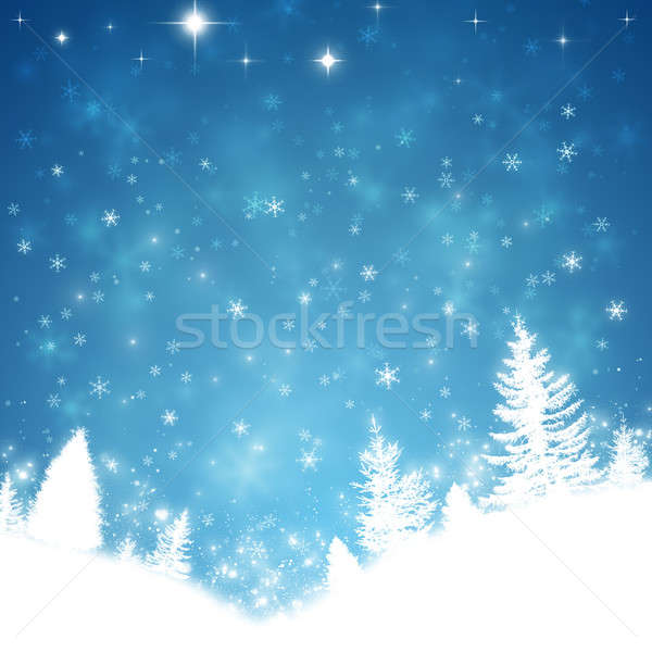 магия лес зима восхитительный синий Рождества Сток-фото © alexaldo