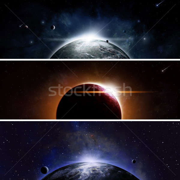Stock fotó: Fogyatkozás · bannerek · képzeletbeli · űr · nap · háttér