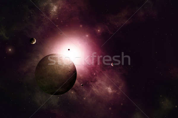 Denkbeeldig ruimte diep illustratie planeten abstract Stockfoto © alexaldo