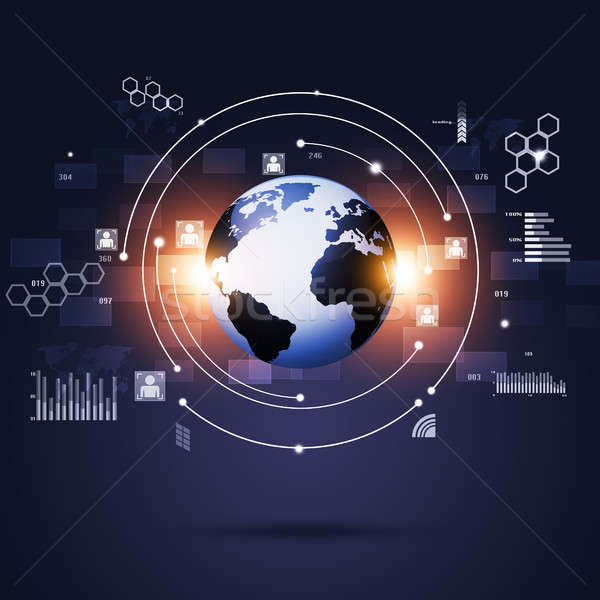 Technológia globális kommunikáció absztrakt kommunikáció interfész földgömb Stock fotó © alexaldo