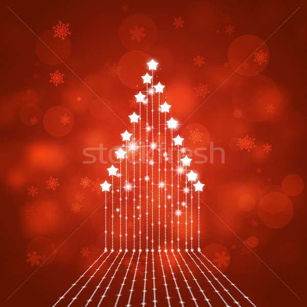 рождество праздник звездой дерево красный аннотация Сток-фото © alexaldo